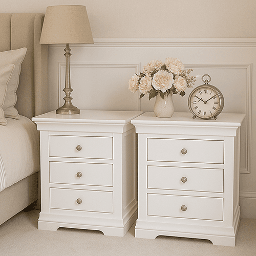 Kamakhya Decor Bedroom White Nightstandsroom Modern Aesthetic Small Bedside Table with Drawers Vanity Table (Product code:871)